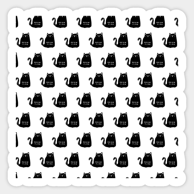 Meow time black cat pattern Sticker by bigmoments